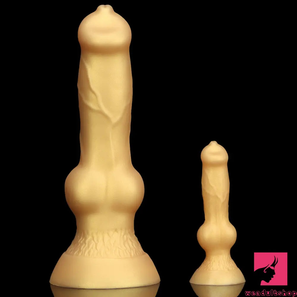 3.81in 7.48in Gold Silicone Soft Small Dog Dildo For Anal Vaginal Toy