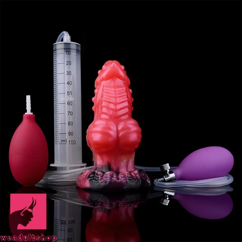5.71in Fantasy Knot Spiked Silicone Soft Inflatable Spraying Water Real Dildo