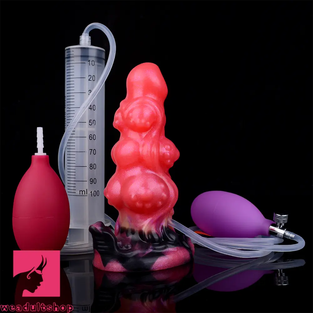 5.91in Odd Knot Spiked Silicone Soft Inflatable Spraying Squirting Real Dildo
