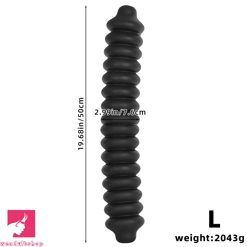 19.68in Silicone Long Large Double Head Threaded Fat Anal Plug Cock Dildo