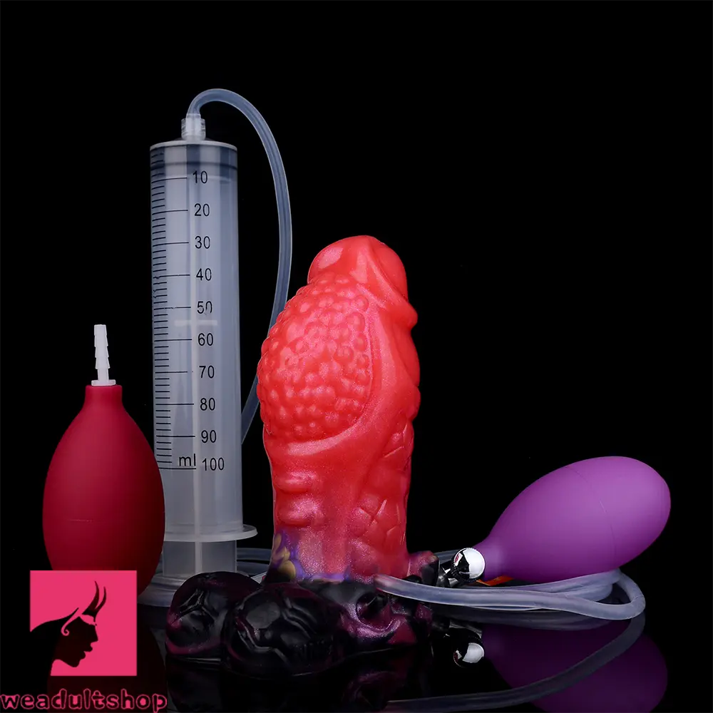 5.12in Fantasy Spiked Silicone Soft Inflatable Spraying Water Dildo For Sex