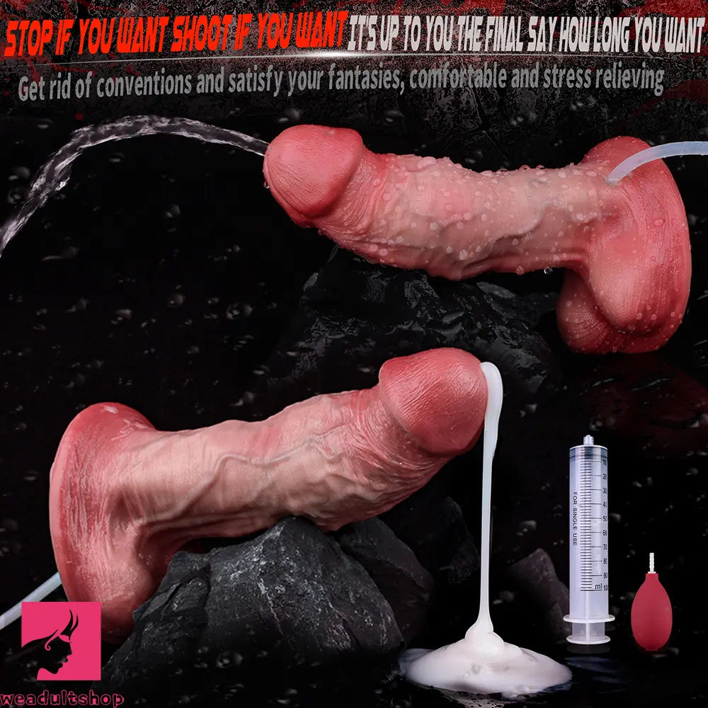 6.3in Unisex Masturbation Soft Dual Density Silicone Ejaculating Dildo