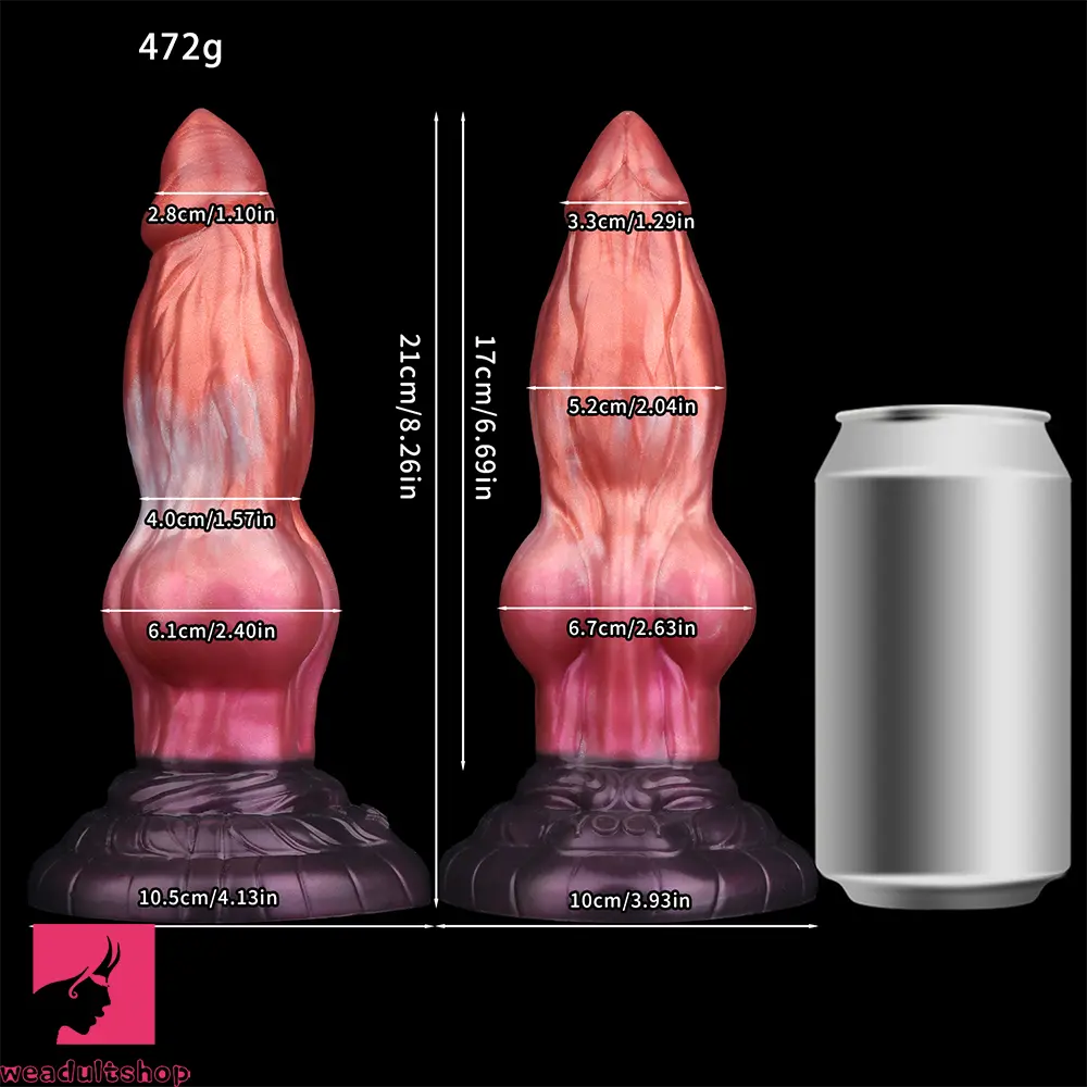 8.26in Wolf Animal Double Layer Silicone Soft Dildo Female Masturbator