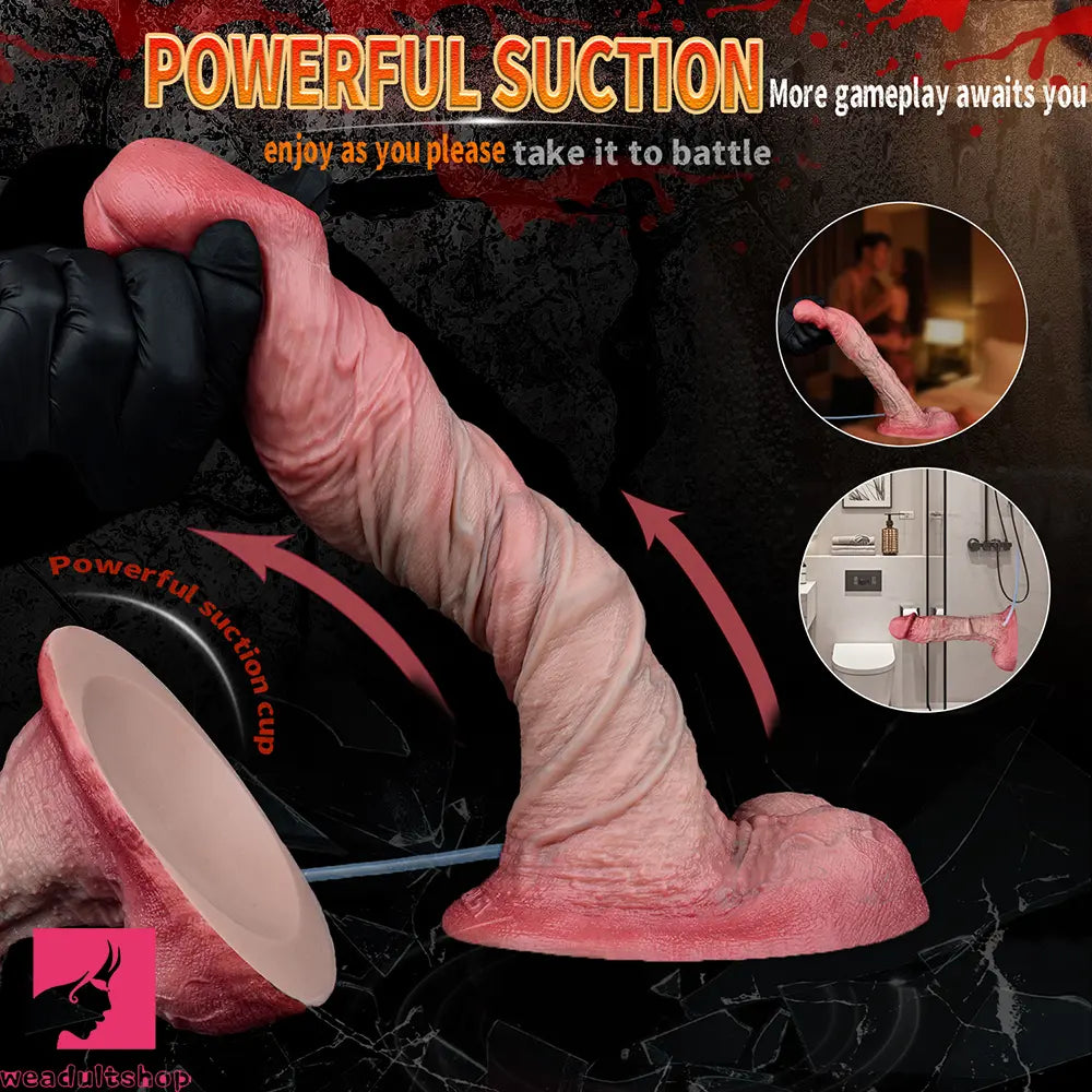 9.33in Couples Sex Game Soft Dual Density Silicone Ejaculating Dildo