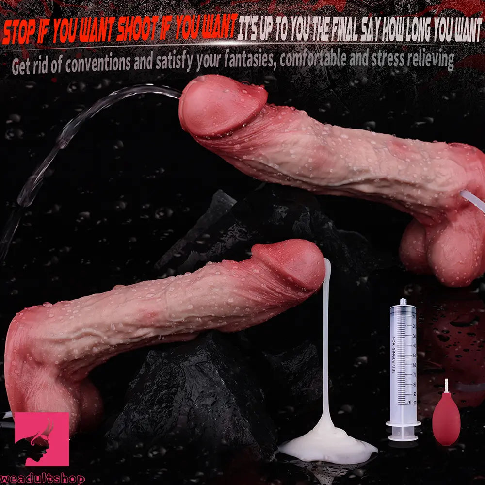 9.02in Realistic Soft Texture Dual Density Silicone Ejaculating Dildo