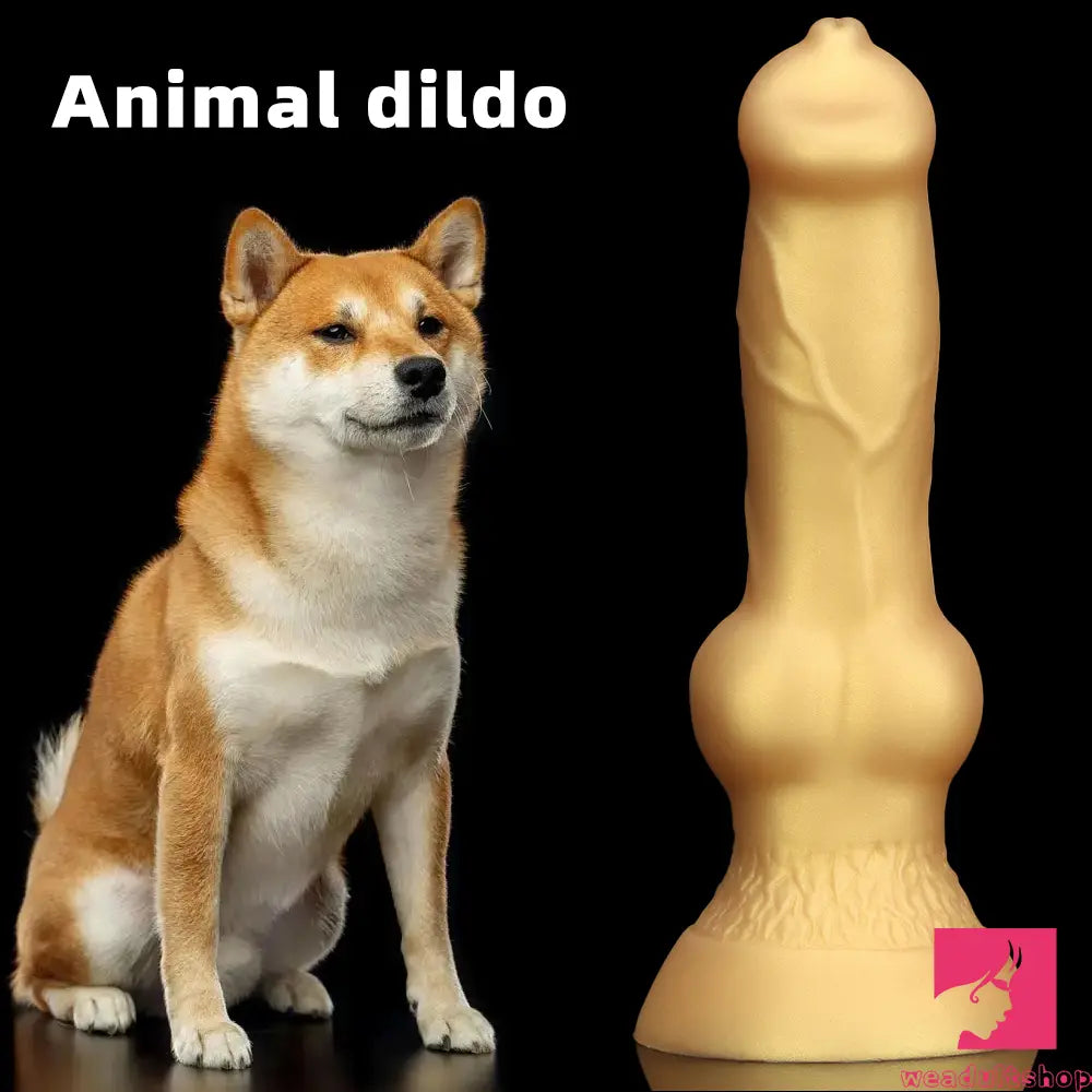 3.81in 7.48in Gold Silicone Soft Small Dog Dildo For Anal Vaginal Toy