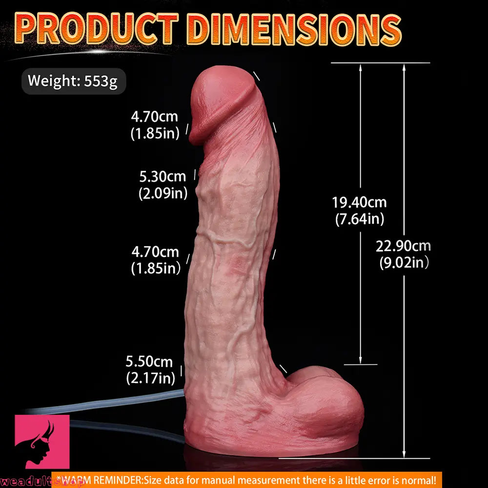9.02in Realistic Soft Texture Dual Density Silicone Ejaculating Dildo