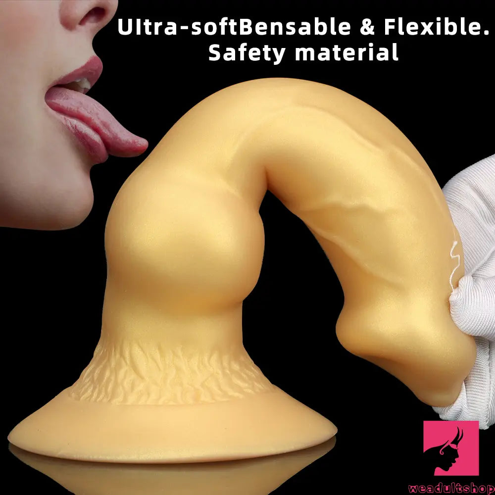 3.81in 7.48in Gold Silicone Soft Small Dog Dildo For Anal Vaginal Toy