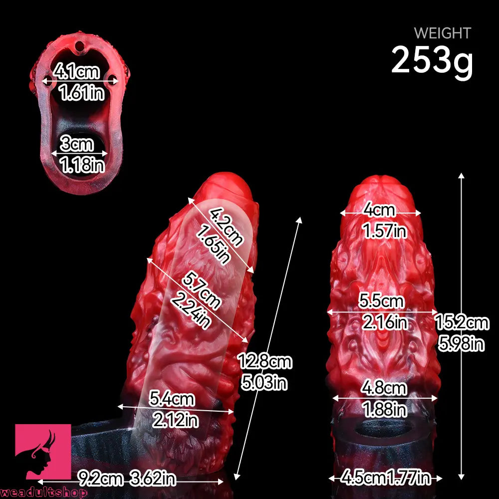 5.98in Uncut Soft Hollow Dildo Built-in keel Vibration Remote Penis Sleeve