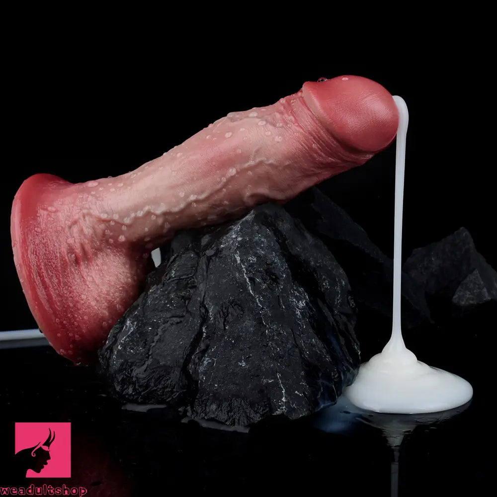 7.05in Inner Hardness Outer Flexible Dual Density Silicone Ejaculating Dildo