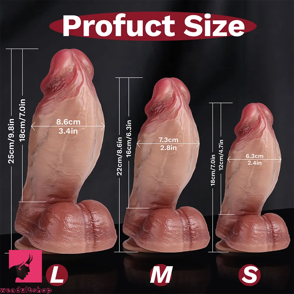 7in 8.6in 9.8in Protruding Cyan Veins Dildo With Winkkled Balls Thick Dildo