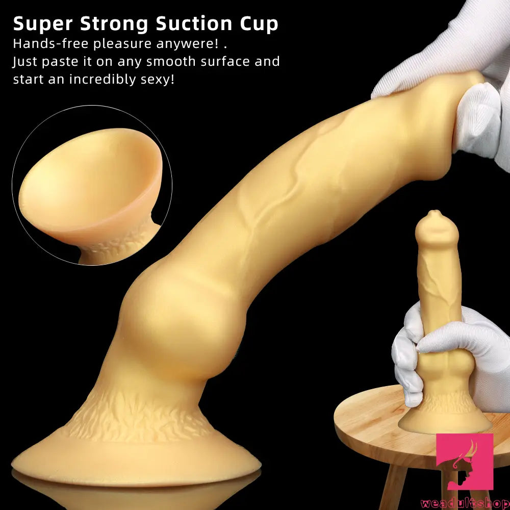 3.81in 7.48in Gold Silicone Soft Small Dog Dildo For Anal Vaginal Toy