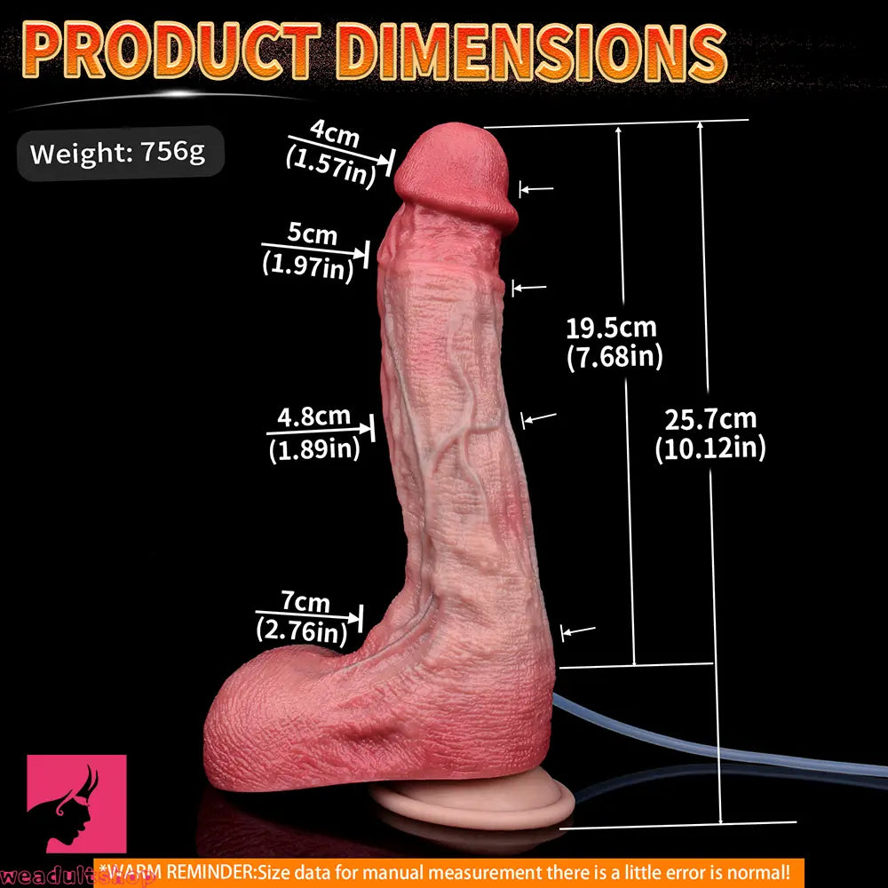 10.12in Couple Sex Game Toy Dual Density Silicone Ejaculating Real Dildo