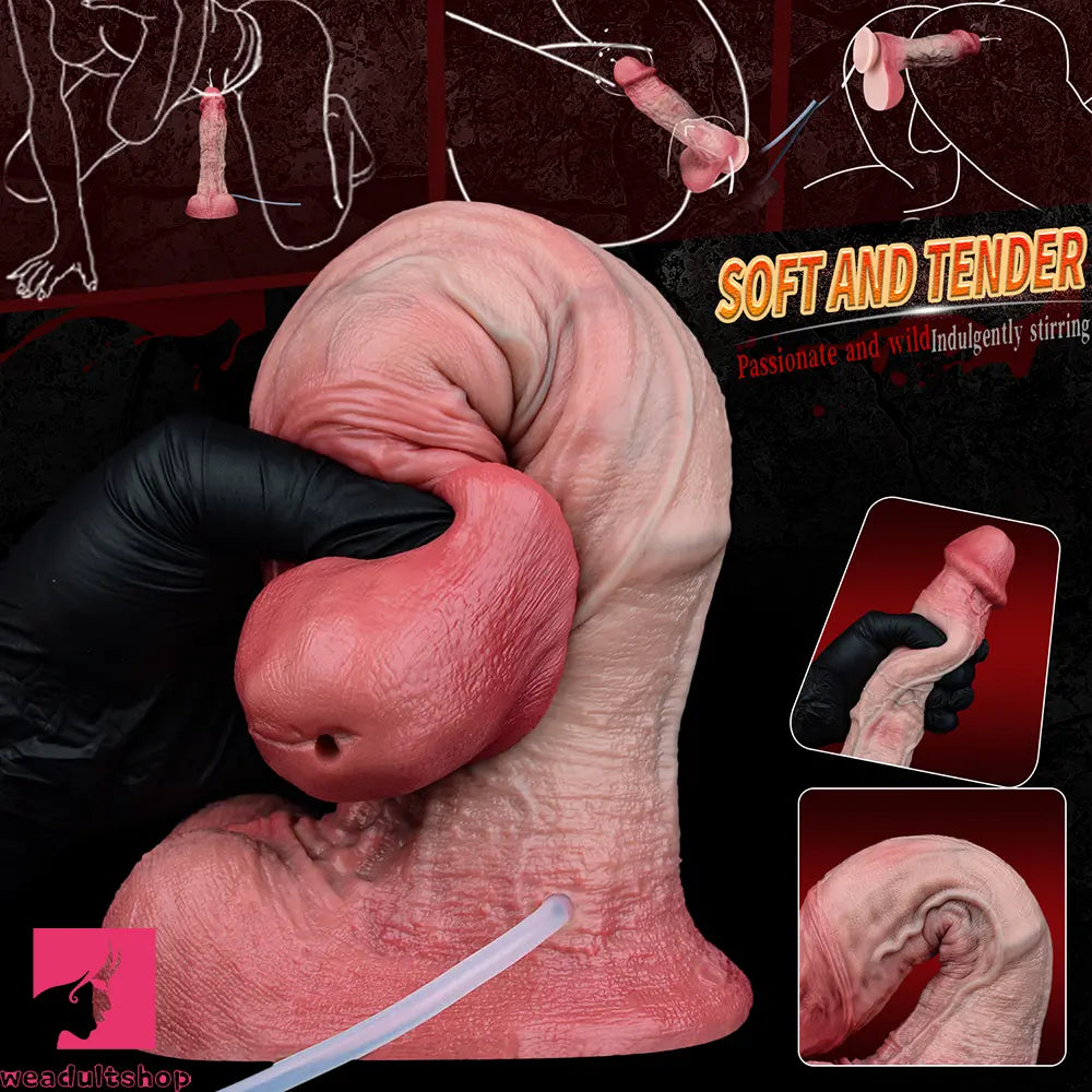 9.33in Couples Sex Game Soft Dual Density Silicone Ejaculating Dildo