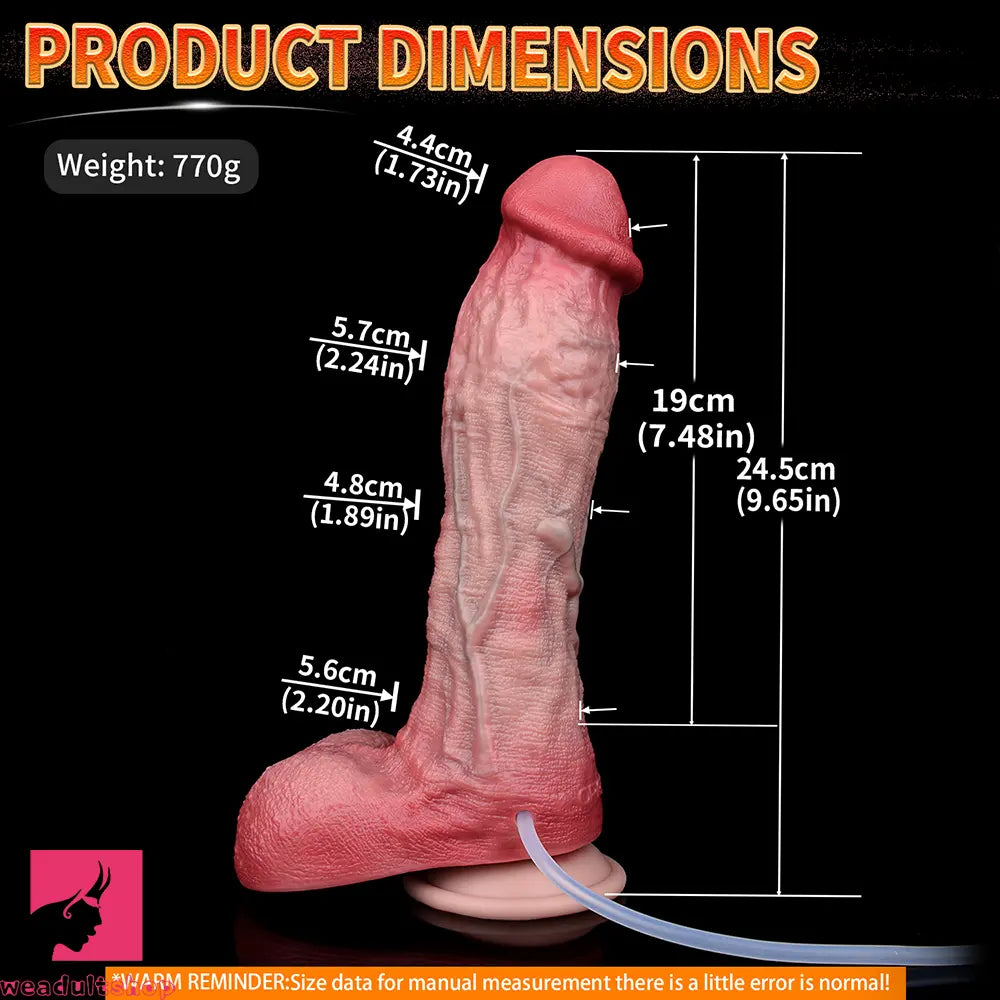 9.65in Dual Density Silicone Ejaculating Dildo Cock Dildo For Jerking Off