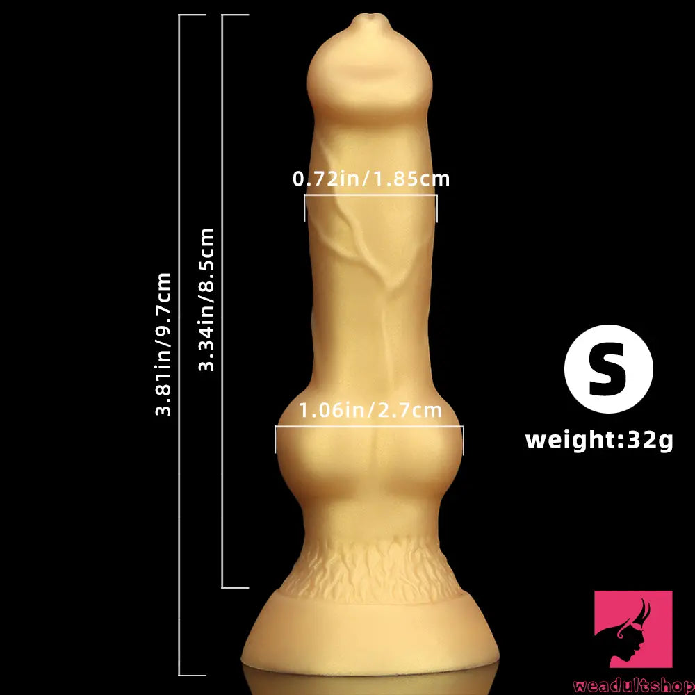 3.81in 7.48in Gold Silicone Soft Small Dog Dildo For Anal Vaginal Toy