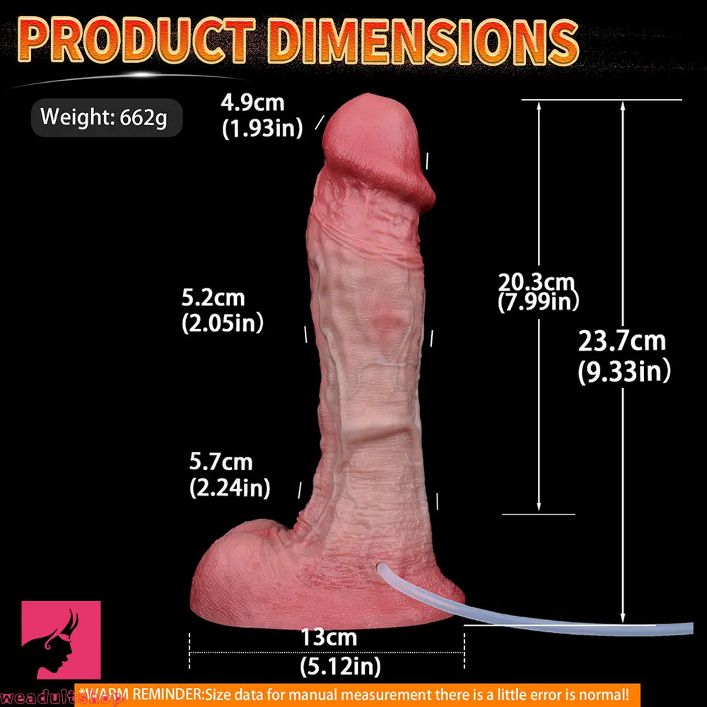 9.33in Couples Sex Game Soft Dual Density Silicone Ejaculating Dildo