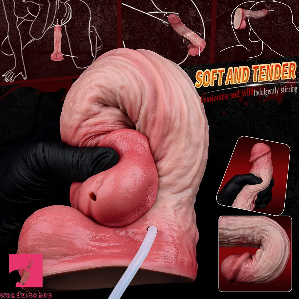 9.02in Realistic Soft Texture Dual Density Silicone Ejaculating Dildo