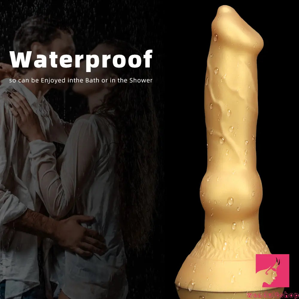 3.81in 7.48in Gold Silicone Soft Small Dog Dildo For Anal Vaginal Toy
