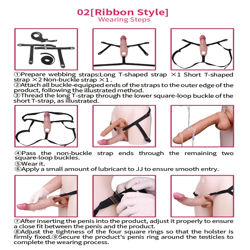 7.28in Lifelike Strap on Penis Extender Cock Sleeve Dildo For Vaginal Clit