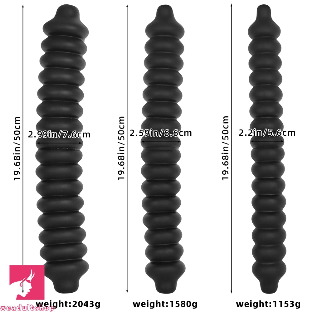 19.68in Silicone Long Large Double Head Threaded Fat Anal Plug Cock Dildo