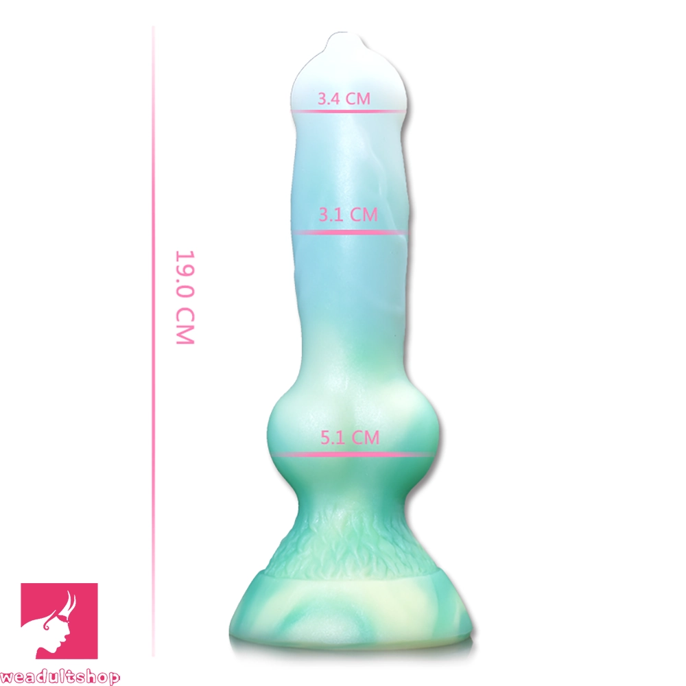 7.49in Dog Cock Knot Dildo Silicone Soft Animal Cock Luminous Clit Dildo