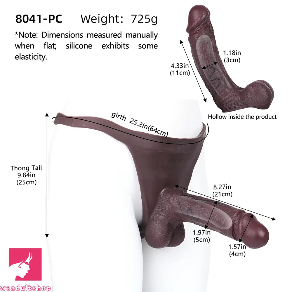 8.27in Realistic Male Penis Silicone Hollow Strap on Dildo Panty For Love
