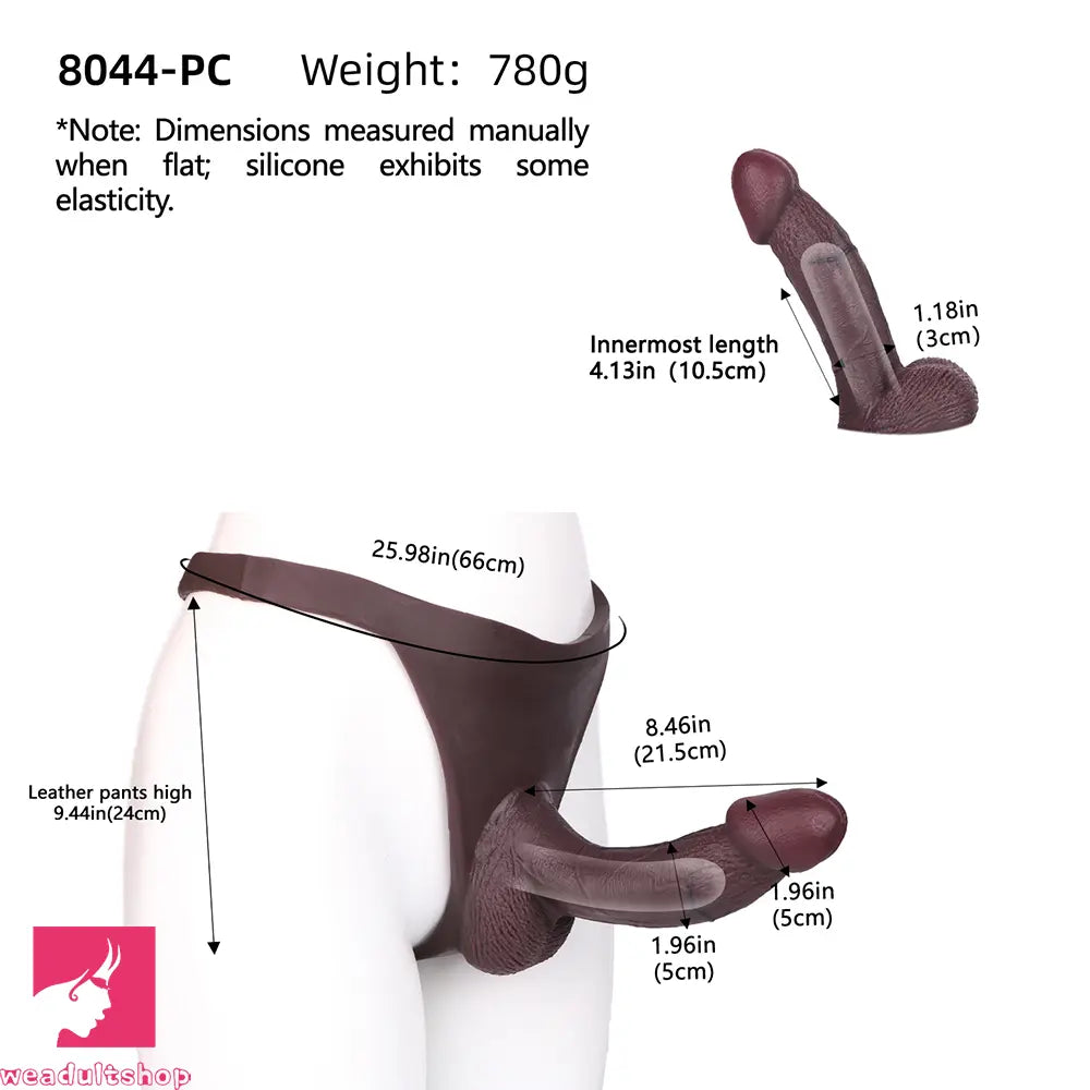 8.46in Silicone Soft Big Hollow Strap on Dildo Panty Manual Climax Cock