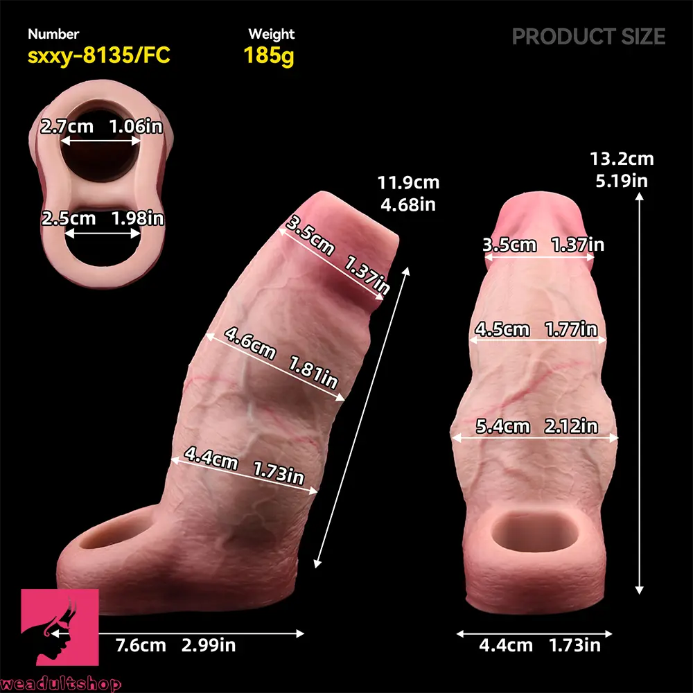 5.19in Strap on Penis Extender Cock Sleeve Dildo Realistic Simulation Cock