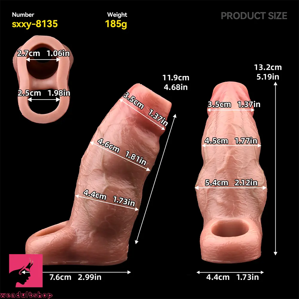 5.19in Strap on Penis Extender Cock Sleeve Dildo Realistic Simulation Cock