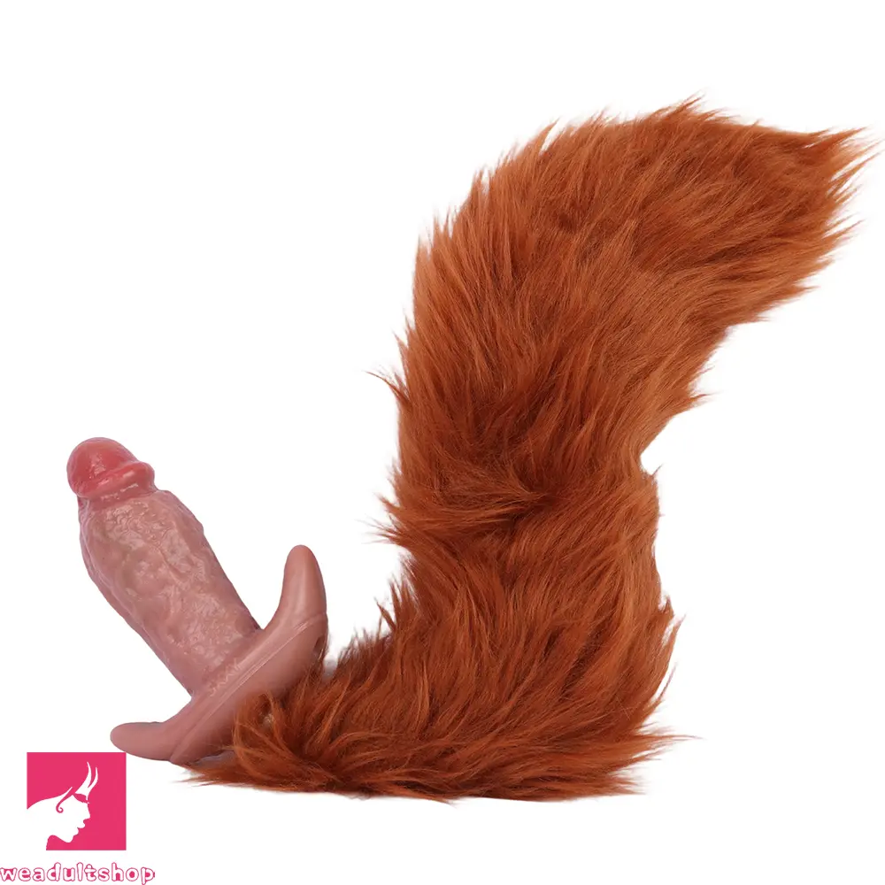 5.9in Vibrating Realistic Dildo Butt Plug Tail Mouth Gag For Sexy Cock Toy