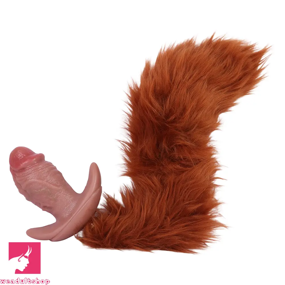 5.8in Vibrating Realistic Feeling Cock Dildo Butt Plug Tail Mouth Gag Cock