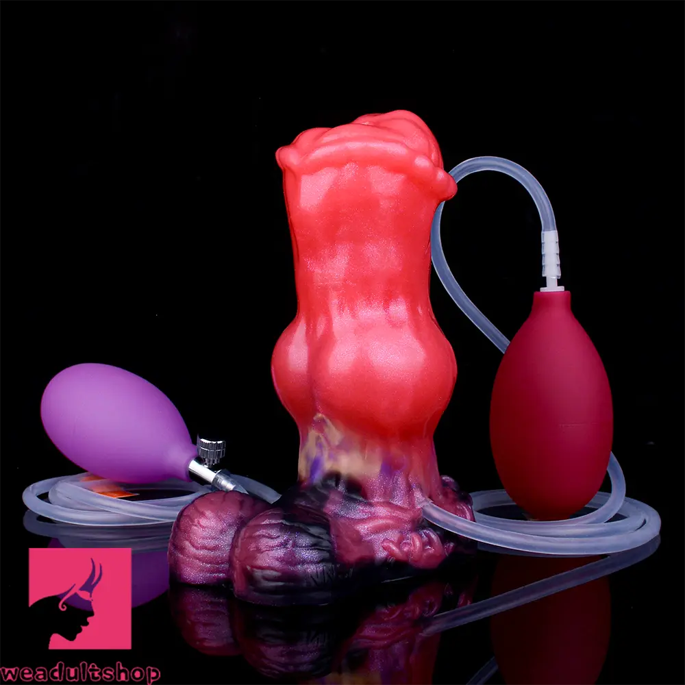 5.43in Fantasy Horse Knotted Silicone Flexible Inflatable Spraying Water Dildo