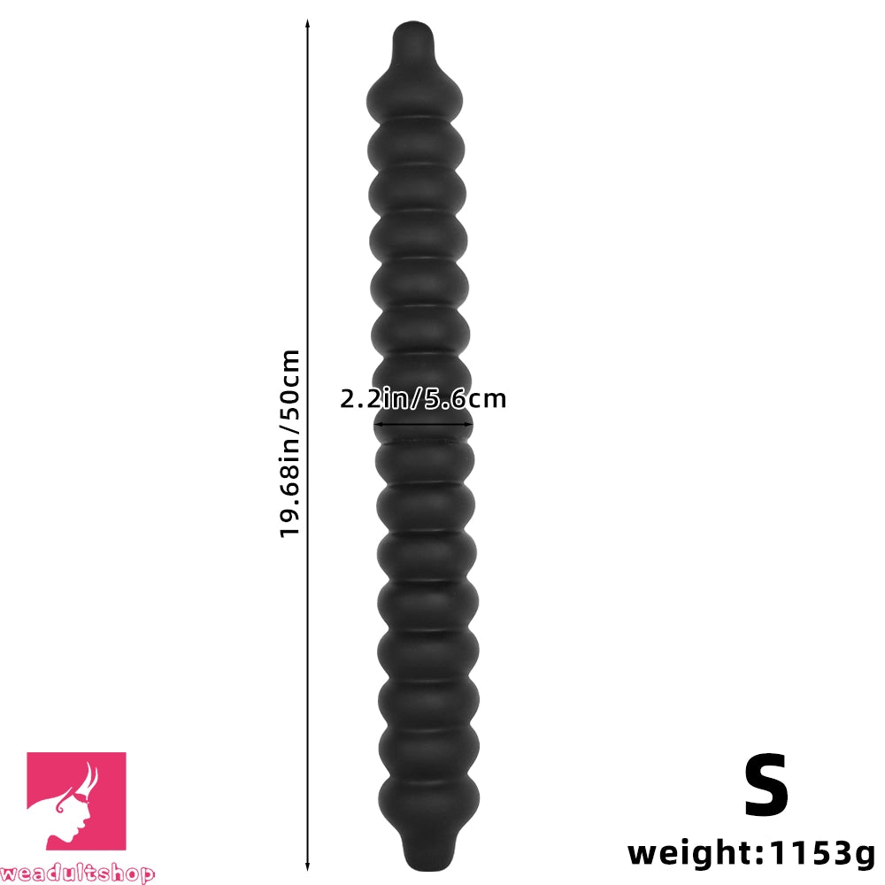 19.68in Silicone Long Large Double Head Threaded Fat Anal Plug Cock Dildo