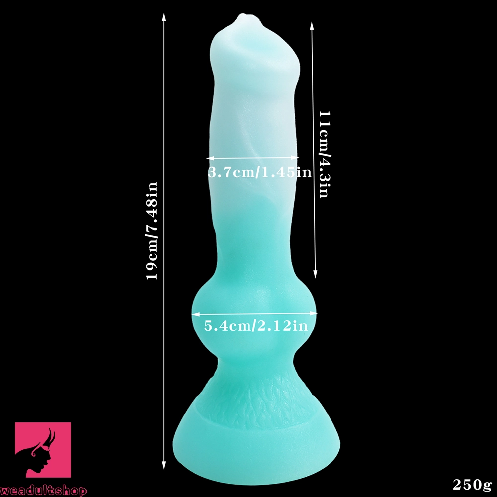 7.49in Dog Cock Knot Dildo Silicone Soft Animal Cock Luminous Clit Dildo