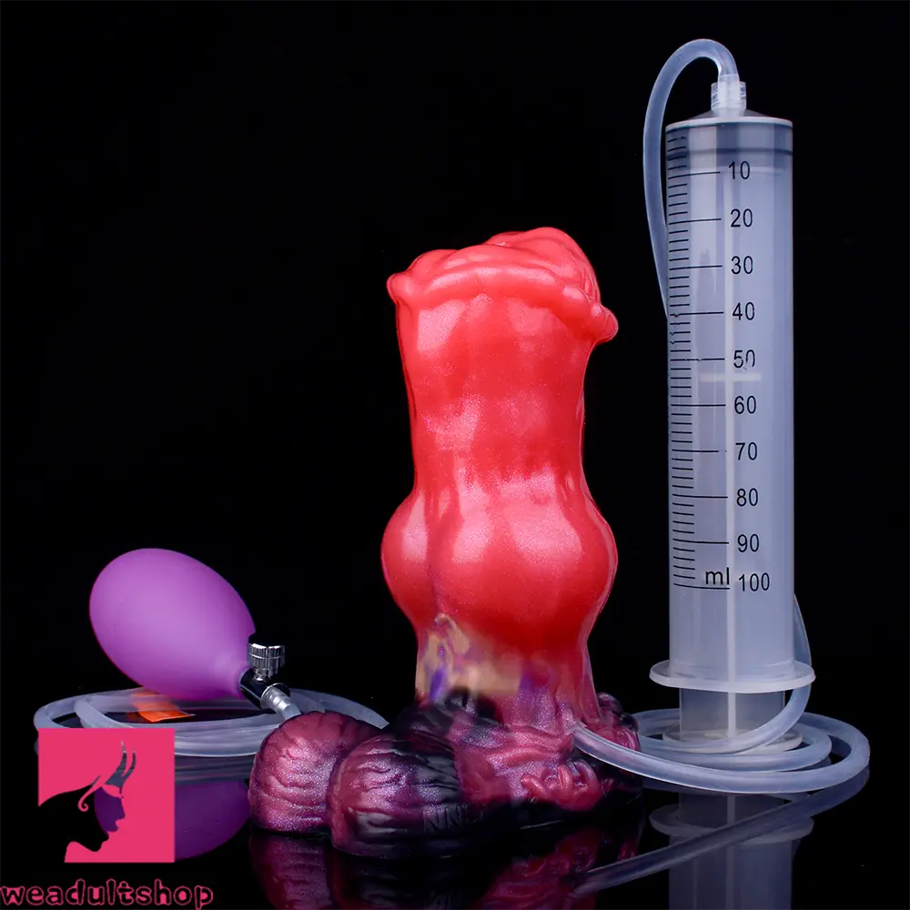 5.43in Fantasy Horse Knotted Silicone Flexible Inflatable Spraying Water Dildo