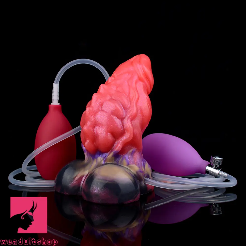 5.12in Fantasy Odd Silicone Soft Inflatable Spraying Water Dildo For Clit