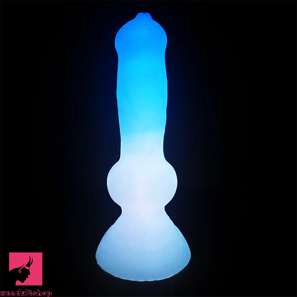 7.49in Dog Cock Knot Dildo Silicone Soft Animal Cock Luminous Clit Dildo