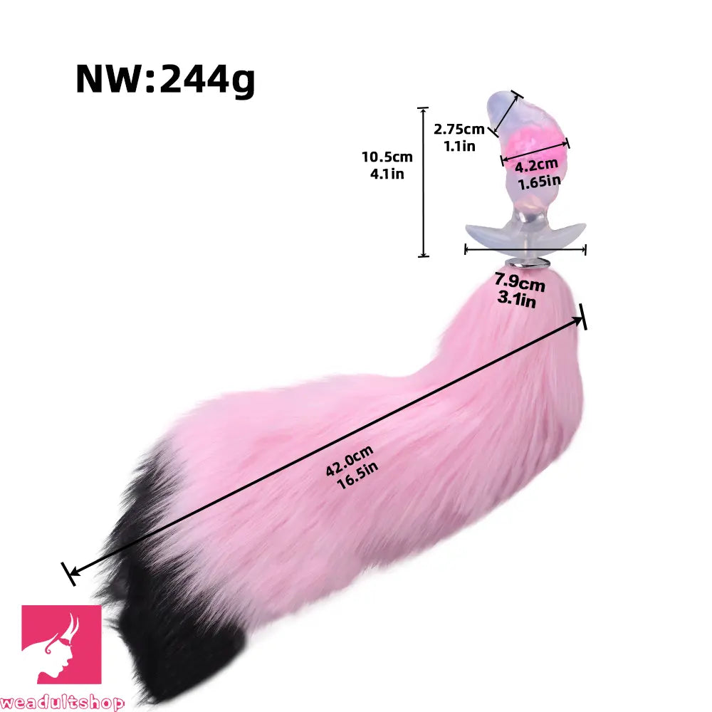 4.1in Fox Tail Wear Anchor Silicone Dildo Butt Plug For BDSM Role Sex Toy