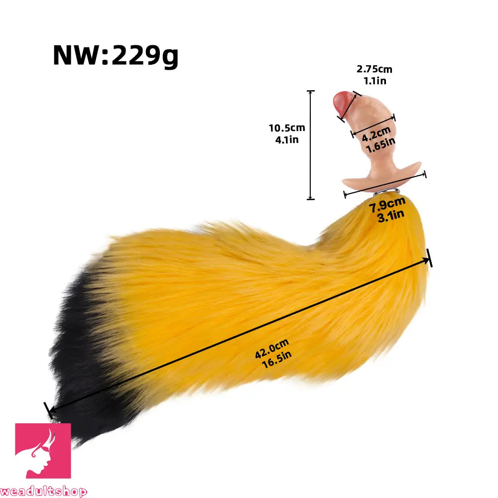4.1in Fox Tail Wear Anchor Silicone Dildo Butt Plug For BDSM Role Sex Toy