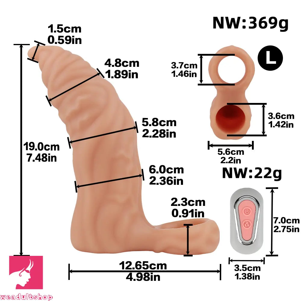 6.18in 7.48in Vibrating Fantasy 10 Modes Cock Sleeve Dildo For Females