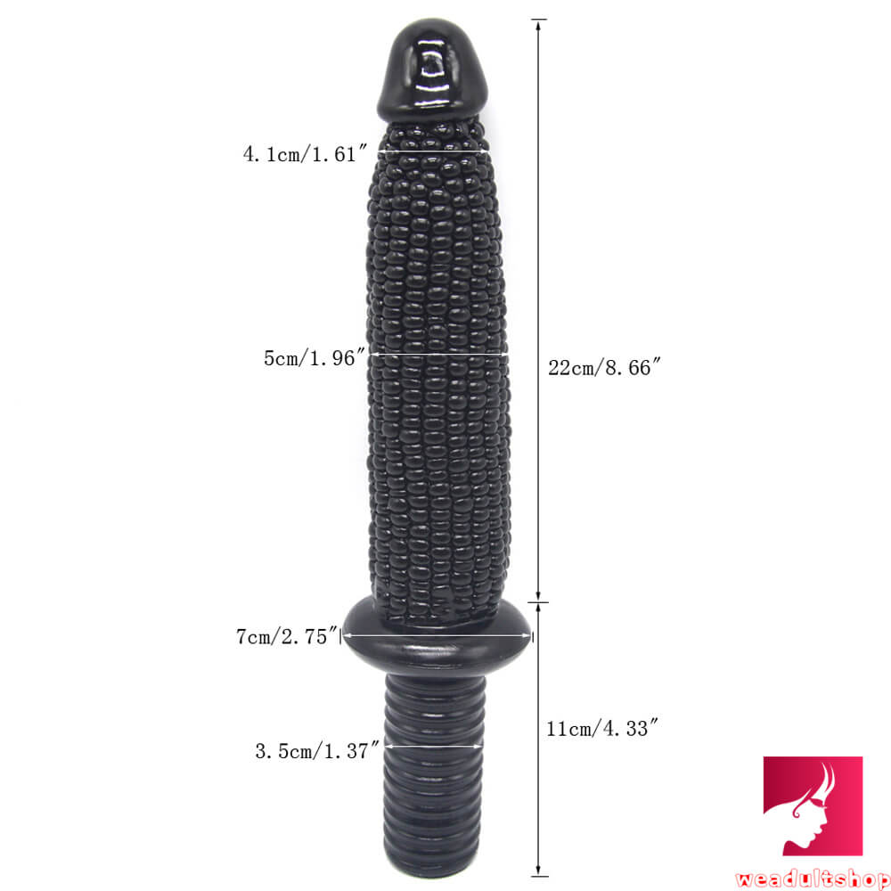 13.33in Big Black Long Corn Shape Huge Dildo With Handle