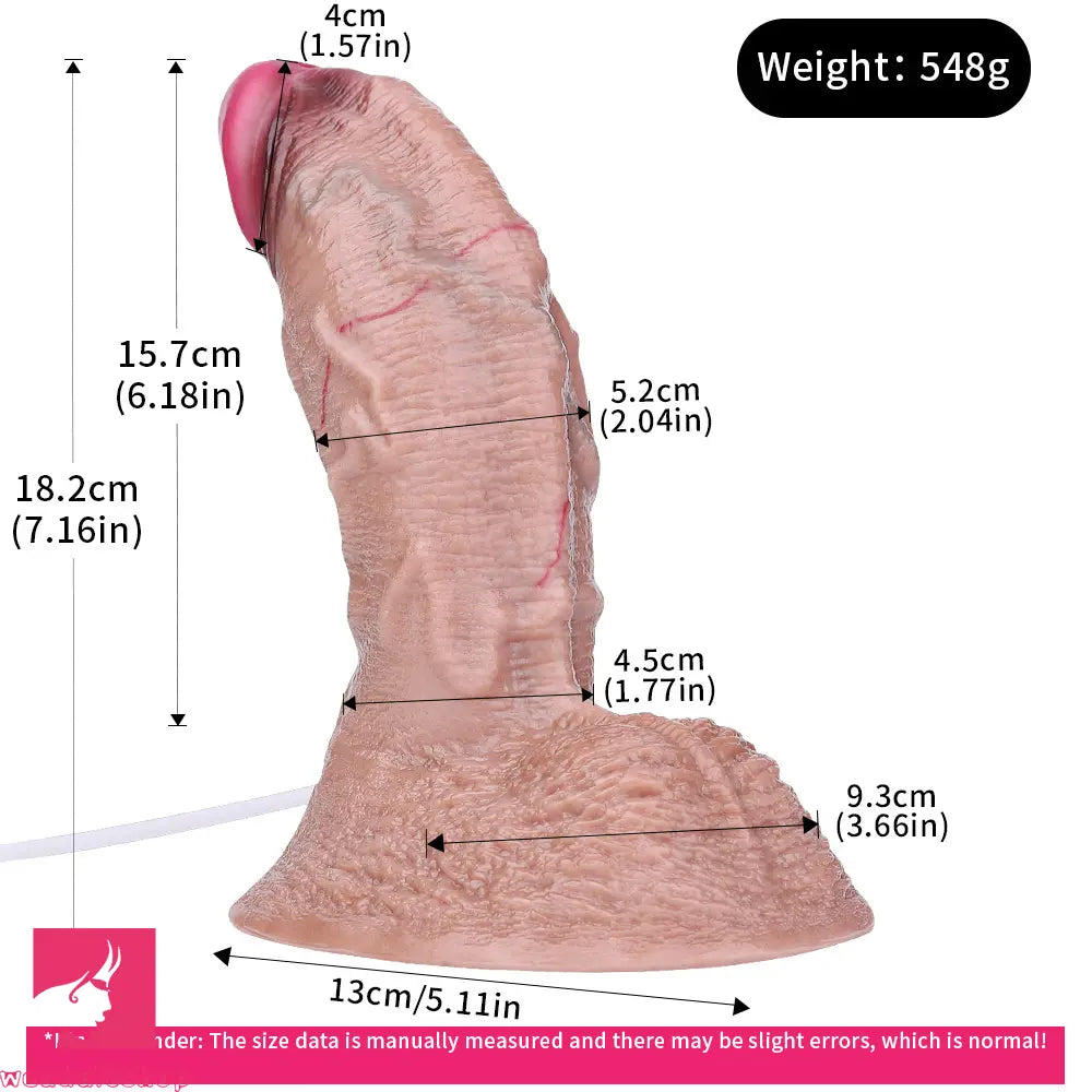 7.16in Double Density Silicone Soft Ejaculating Dildo For Suction Cup Cock