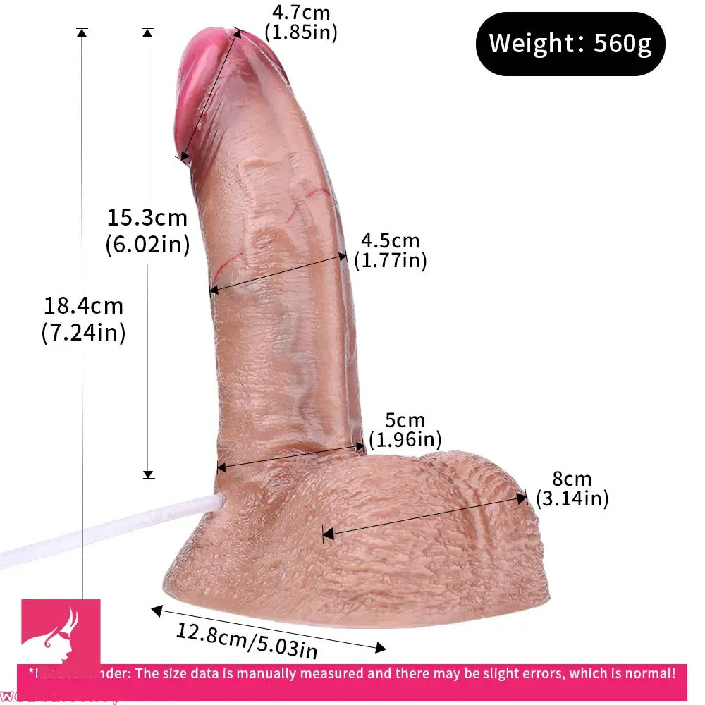 7.24in Double Density Silicone Soft Ejaculating Real Simulation Cock Dildo