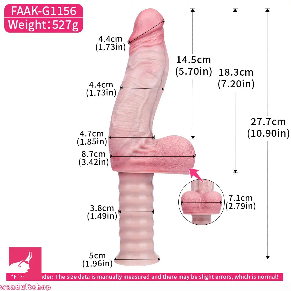 10.9in Real Feeling Double Layer Silicone Soft Handle Dildo For Massage