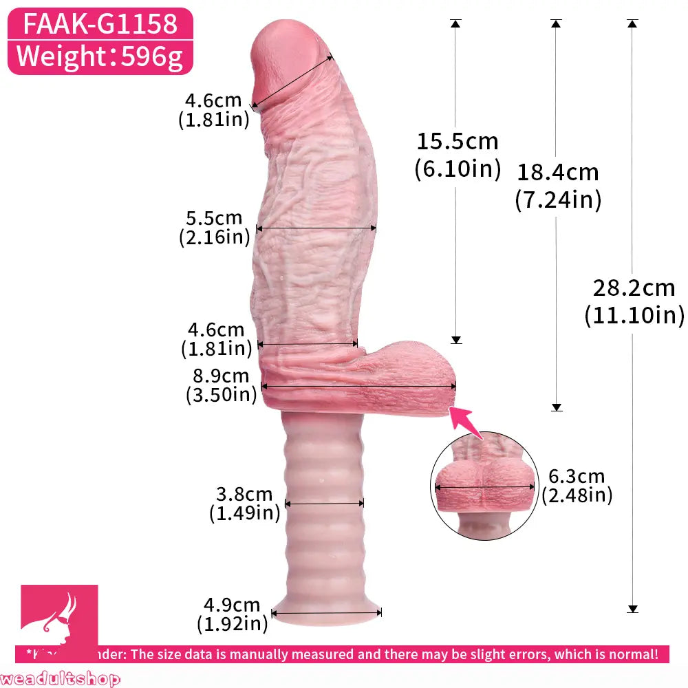 11.1in Real Feeling Double Layer Silicone Soft Handle Flexible Love Dildo