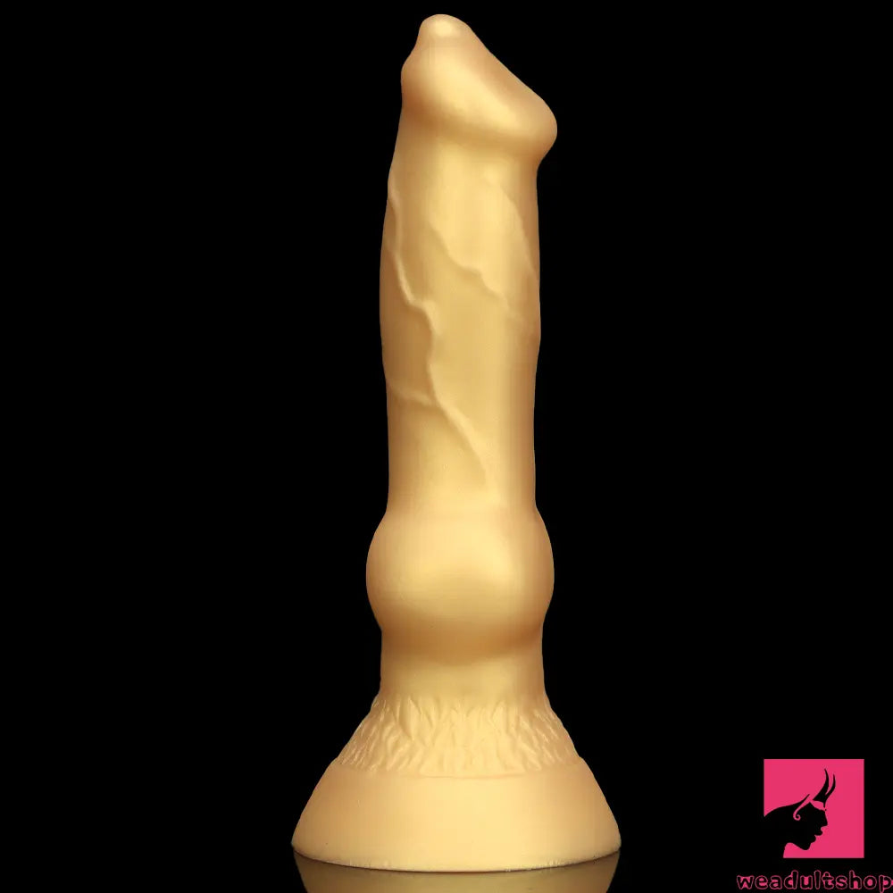3.81in 7.48in Gold Silicone Soft Small Dog Dildo For Anal Vaginal Toy