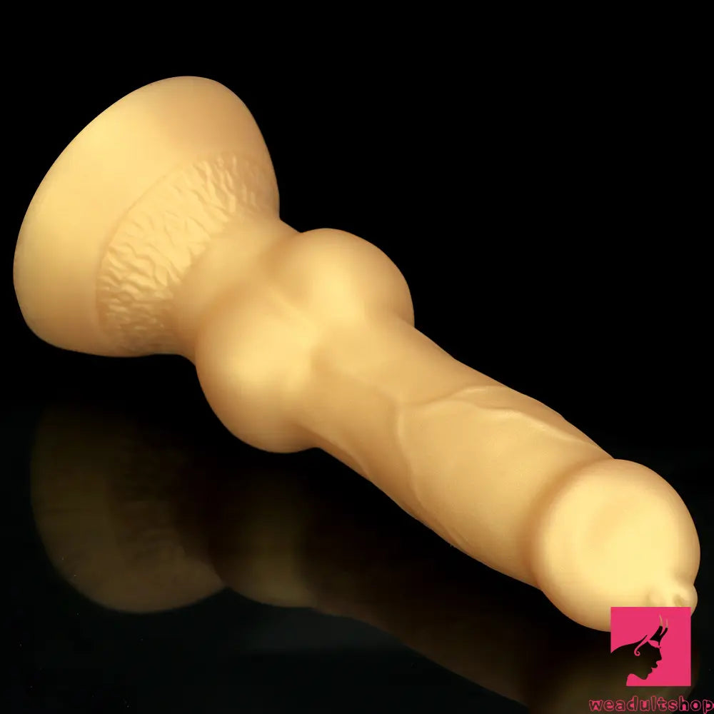 3.81in 7.48in Gold Silicone Soft Small Dog Dildo For Anal Vaginal Toy