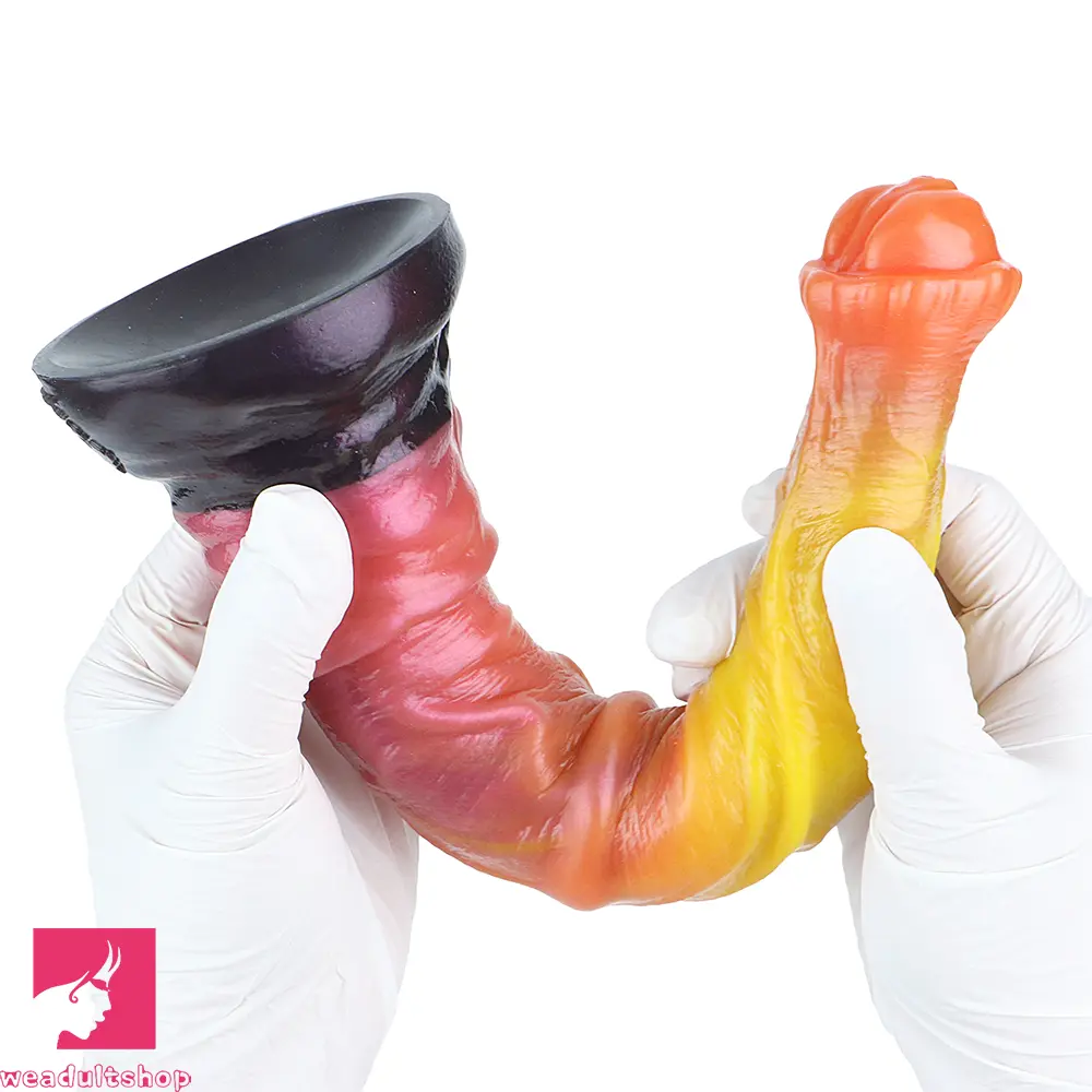 10.82in 13.85in 17.4in Dual Layer Silicone Horse Animal Huge Dildo Cock