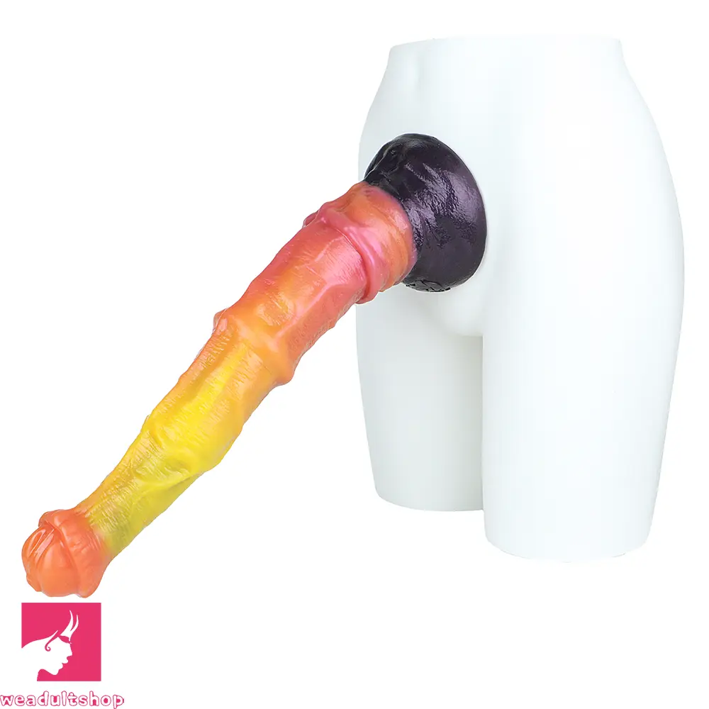 10.82in 13.85in 17.4in Dual Layer Silicone Horse Animal Huge Dildo Cock
